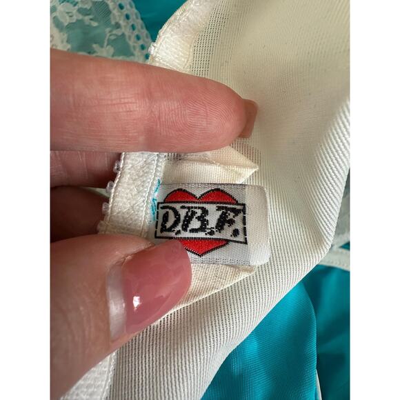 80's 90's blue and white satin lace corset bustier Size 34 - Picture 8 of 10